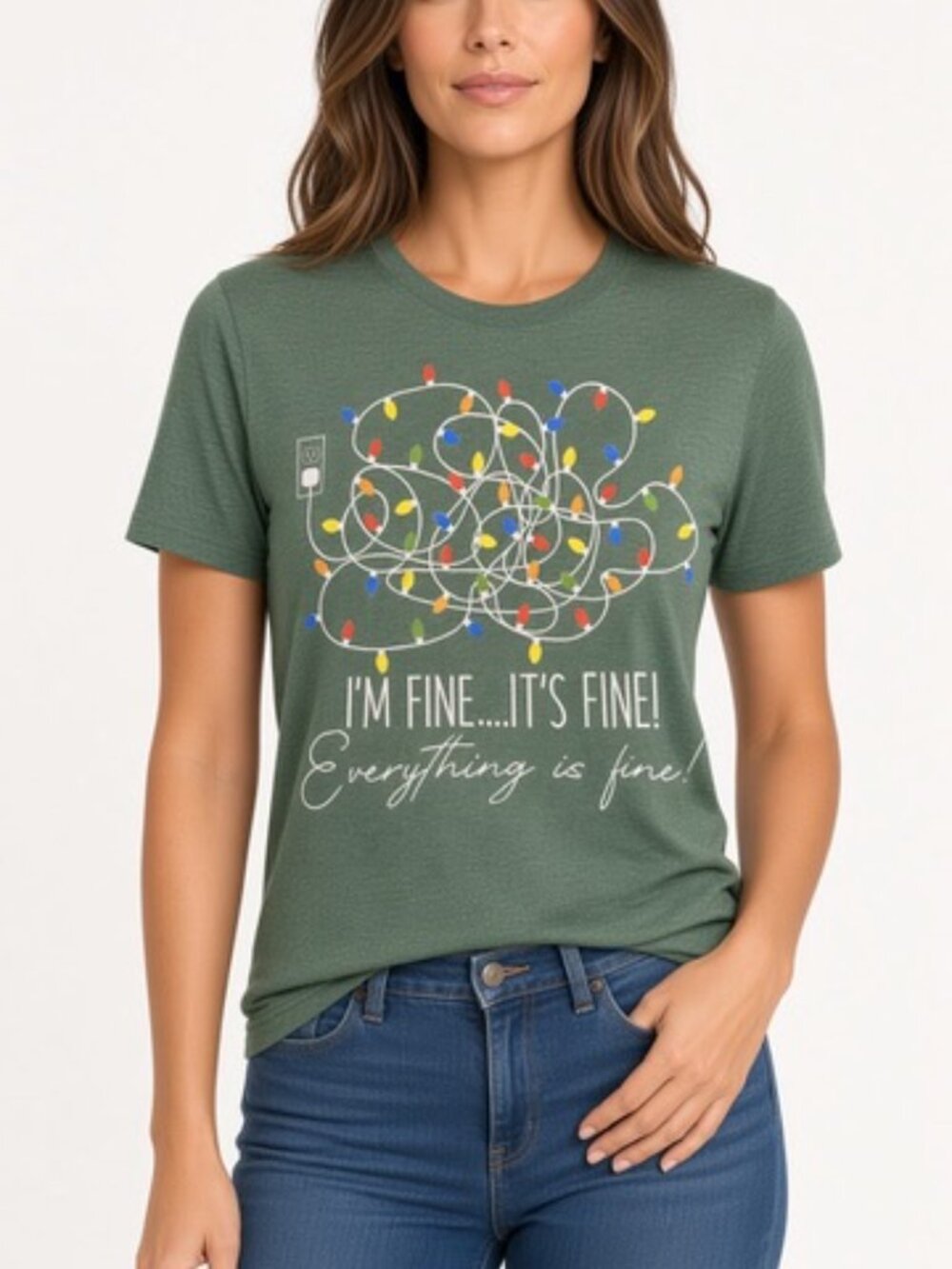 NWT Christmas Lights Graphic Tee I'm Fine